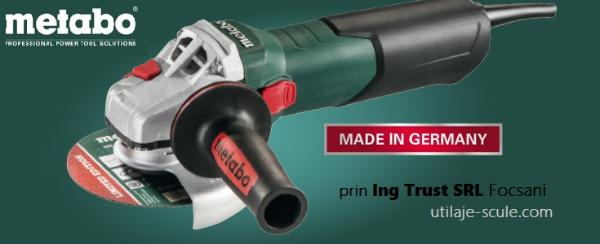 Metabo Romania scule electrice utilaje accesorii consumabile piese de schimb service reparatii polizoare unghiulare polizor unghiular masina de gaurit surubalnita cu acumulator fierastrau electric rindea electrica slefuitor carbuni rotopercutor sds plus sds max prin Ing Trust SRL Focsani Vrancea Adjud Panciu Odobesti Marasesti Tecuci Ramnicu Sarat Buzau Bacau Galati Braila Vaslui Barlad